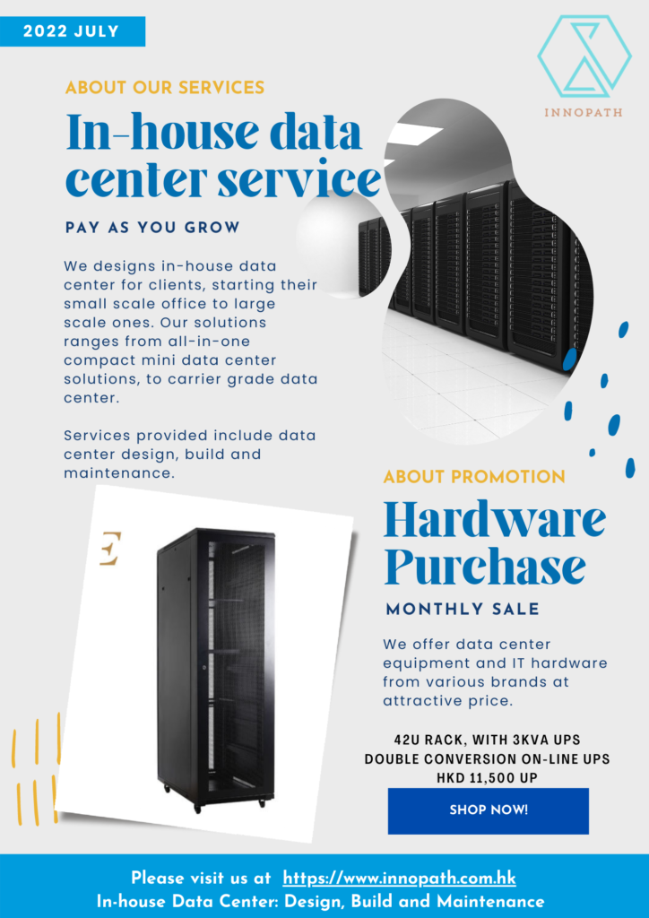 Pay as you grow in-house data center service